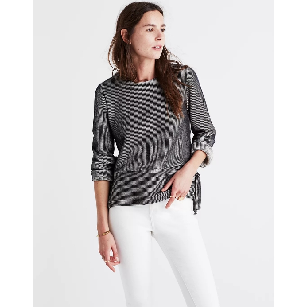 Madewell French Rib Side-Tie Pullover Black S
